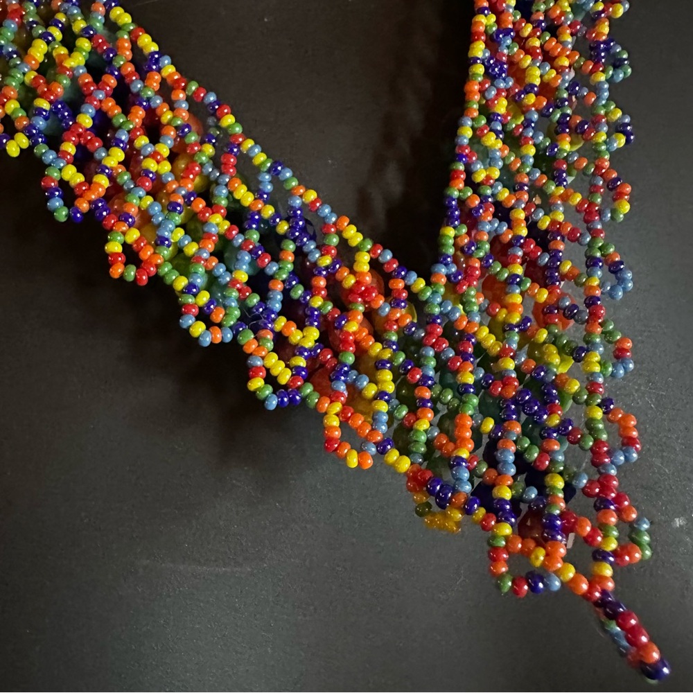 Multicolored Handmade Beaded Chaquira Necklace V-Shaped Statement Boho Choker - Picture 11 of 14